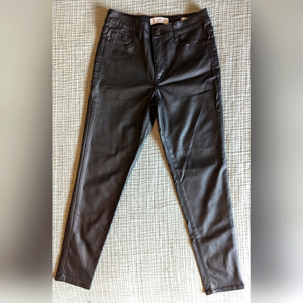 Social Standard by Sanctuary Black Pleather Faux Leath Skinny Ankle Pants Size 4
